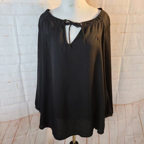 Express Black top with two tie strings on neckline - Picture 2 of 14